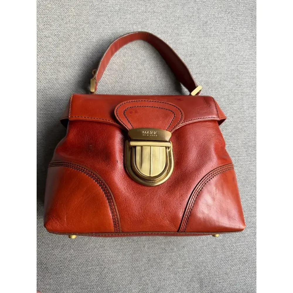 Vintage Maxx New York Hand Purse Leather Cognac Buckle Classic